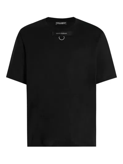 Dolce & Gabbana Men Round Neck Short Sleeve T-shirt With D-ring Detail In Black