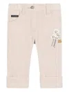 Dolce & Gabbana Daisy-embroidered Corduroy Trousers In Neutral