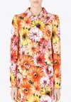 Dolce & Gabbana Daisy Print Cropped Cady Jacket In Multicolor