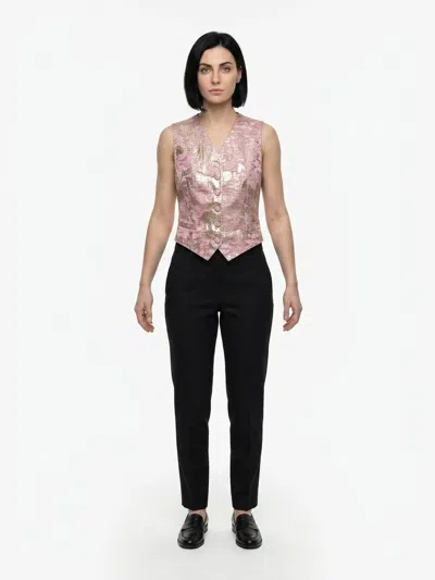 Dolce & Gabbana Damask Silk-blend Waistcoat In Pink