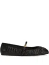 Dolce & Gabbana Black Ballerinas With Metallic Logo And Strap In Leather Woman