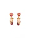Dolce & Gabbana Dangling Rhinestone Clip-on Earrings In Brown