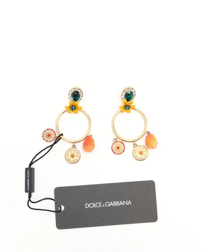 Dolce & Gabbana Dangling Rhinestone Clip-on Earrings In Black