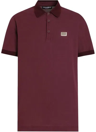 Dolce & Gabbana Dark Aubergine Cotton T-shirts And Polos In Burgundy