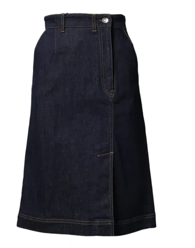 Dolce & Gabbana Dark Blue Cotton A-line Denim Midi Women's Skirt