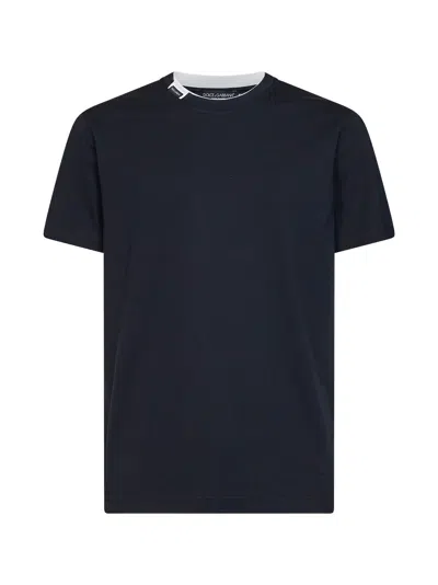 Dolce & Gabbana Dark Blue Cotton Jersey T-shirt With Logo Label