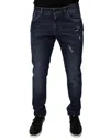 Dolce & Gabbana Blue Wash Cotton Stretch Slim Denim Jeans In Blue