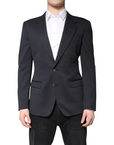 Pre-owned Dolce & Gabbana Dark Blue Cotton Men Jacket Coat Suit Men's Blazer ()