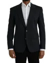 Dolce & Gabbana Dark Blue Cotton Single Breasted Coat Blazer In Blue