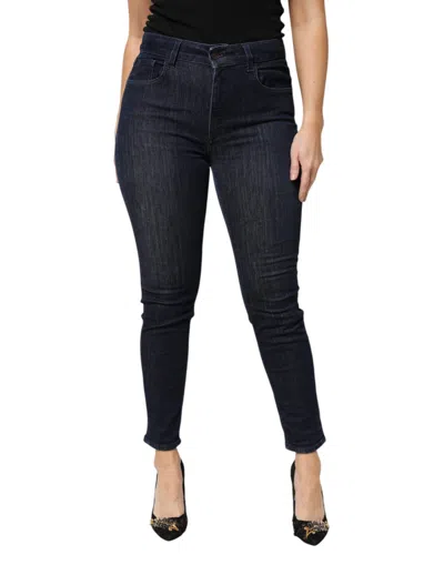 Pre-owned Dolce & Gabbana Dark Blue Cotton Skinny Cropped Denim Women's Jeans ()