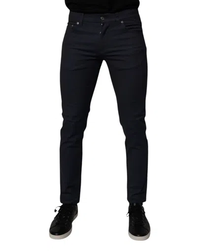 DOLCE & GABBANA DARK BLUE COTTON STRETCH SKINNY DENIM JEANS