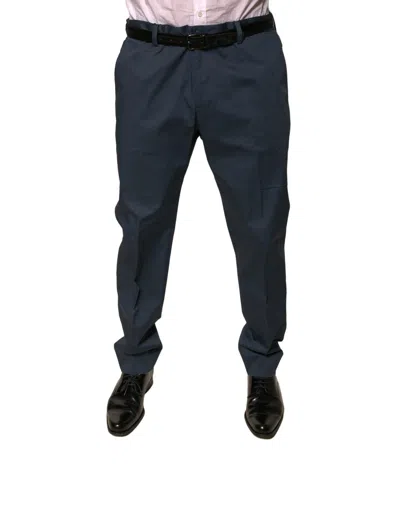 Dolce & Gabbana Dark Blue Cotton Stretch Skinny Men Dress Men's Pants