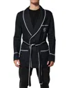 Dolce & Gabbana Dark Blue Dg Embroidery Jacket Robe Blazer In Blue