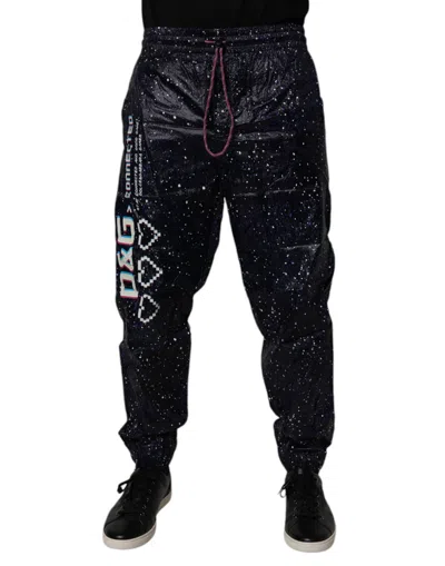 Dolce & Gabbana Dark Blue Dg Game Print Cotton Jogger Men's Pants