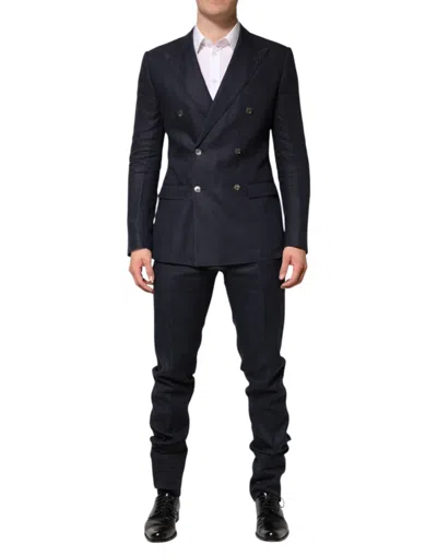 Dolce & Gabbana Dark Blue Double Breasted 2 Piece Men's Suit