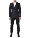 Dolce & Gabbana Dark Blue Double Breasted 2 Piece Suit In Black