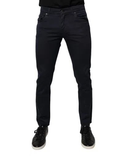 Dolce & Gabbana Dark Blue Gold Cotton Skinny Men Denim Jeans