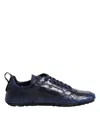 Dolce & Gabbana Dark Blue Leather Low Top Men Sneakers Shoes In Black