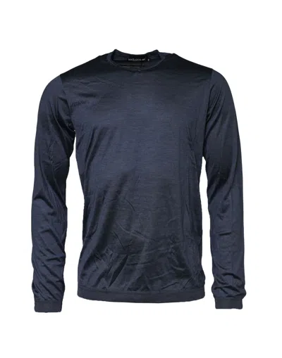 Pre-owned Dolce & Gabbana Dark Blue Silk Crew Neck Sweatshirt Men's Sweater ()