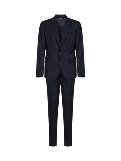 Dolce & Gabbana Dark Blue Stretch Gabardine Martini Light Single-breasted Suit