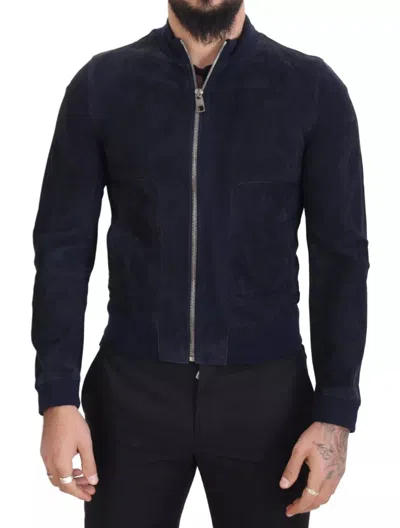Pre-owned Dolce & Gabbana Dark Blue Suede Lambskin Blouson Men's Jacket ()