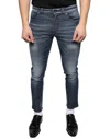 Dolce & Gabbana Dark Blue Washed Cotton Skinny Denim Men's Jeans In Blue