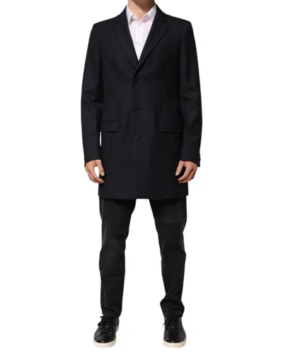 Dolce & Gabbana Dark Blue Wool Men Jacket Coat Blazer Suit In Black