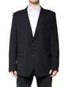 Dolce & Gabbana Dark Blue Wool Single Breasted Coat Men's Blazer In Black
