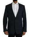 Dolce & Gabbana Dark Blue Wool Single Breasted Coat Men's Blazer In Blue