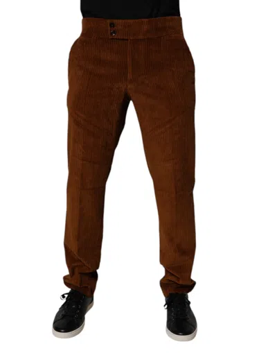 Dolce & Gabbana Dark Brown Corduroy Cotton Skinny Denim Men's Jeans