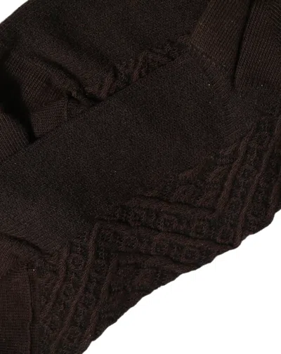 Dolce & Gabbana Dark Brown Cotton Knit Knee High Accessory One Size Socks