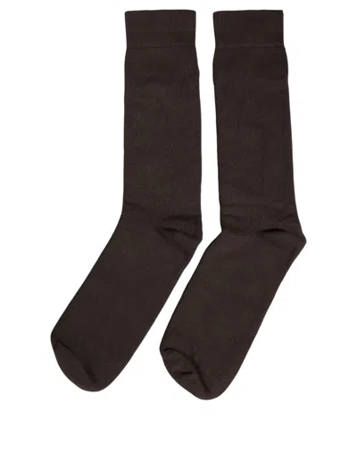 Dolce & Gabbana Dark Brown Cotton Over The Calf Accessory Socks