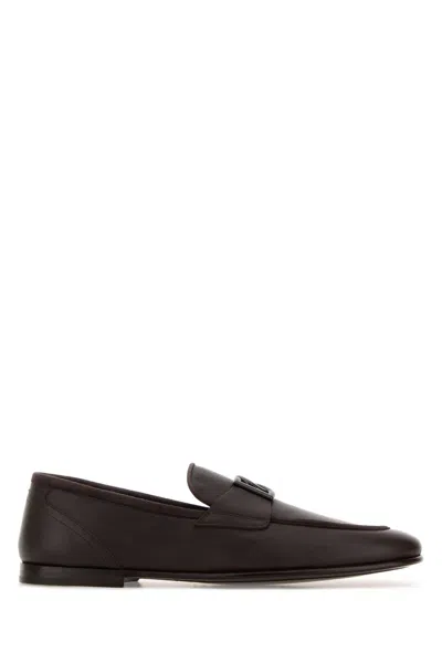 Dolce & Gabbana Dark Brown Leather Erice Loafers