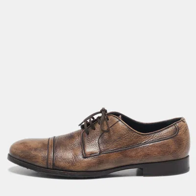 Pre-owned Dolce & Gabbana Dark Brown Leather Lace Up Derby Size 43.5