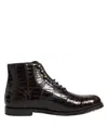 Dolce & Gabbana Dark Brown Leather Lace Up Short Boots Men's Shoes In Brown