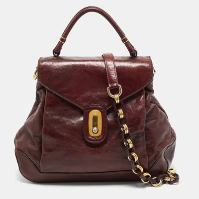 Pre-owned Dolce & Gabbana Dark Brown Leather Miss Lantana Top Handle Bag