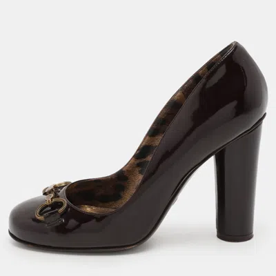 Pre-owned Dolce & Gabbana Dark Brown Patent Leather Pumps Size 38