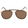 Dolce & Gabbana Dark Brown Pilot Men's Sunglasses Dg2277 02/73 57 In Brown / Dark / Gold