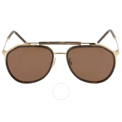 Dolce & Gabbana Dark Brown Pilot Men's Sunglasses Dg2277 02/73 57 In Brown / Dark / Gold