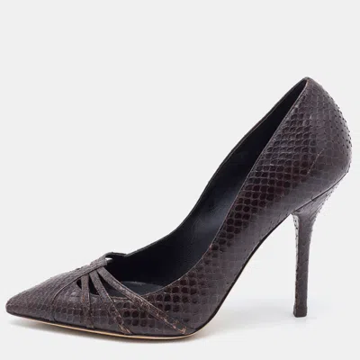 Pre-owned Dolce & Gabbana Dark Brown Python Pumps Size 36.5