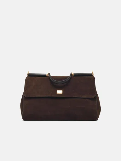 Dolce & Gabbana Dark Brown Suede 'my Sicily' Maxi Bag