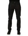Dolce & Gabbana Dark Brown Tattered Cotton Skinny Denim Jeans In Black