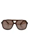 Dolce & Gabbana Dark Brown Tortoise Shell Pilot Frame Sunglasses In Brown