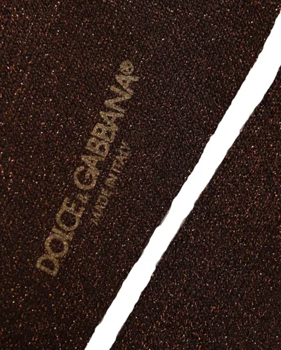 Dolce & Gabbana Dark Brown Viscose Logo Mid Calf Accessory Socks