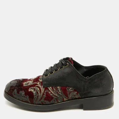 Pre-owned Dolce & Gabbana Dark Brown/burgundy Suede And Rose Velvet Derby Size 41