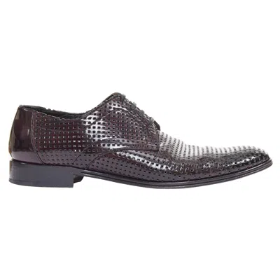 Pre-owned Dolce & Gabbana Dolce Gabbana Dark Burgundy Patent Perforated Square Lace Up Brogues Uk6 Eu40 In Red