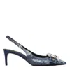 Dolce & Gabbana Dark Cobalt Cotton Sandals In Blue