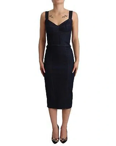 Pre-owned Dolce & Gabbana Women's Fitted Denim Dress - Dresses - Blue -size 46