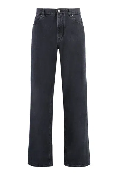 Dolce & Gabbana Dark Denim Wide Leg Jeans In Black