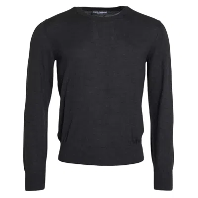 Pre-owned Dolce & Gabbana Dark Gray Cashmere Crewneck Pullover Men's Sweater ()